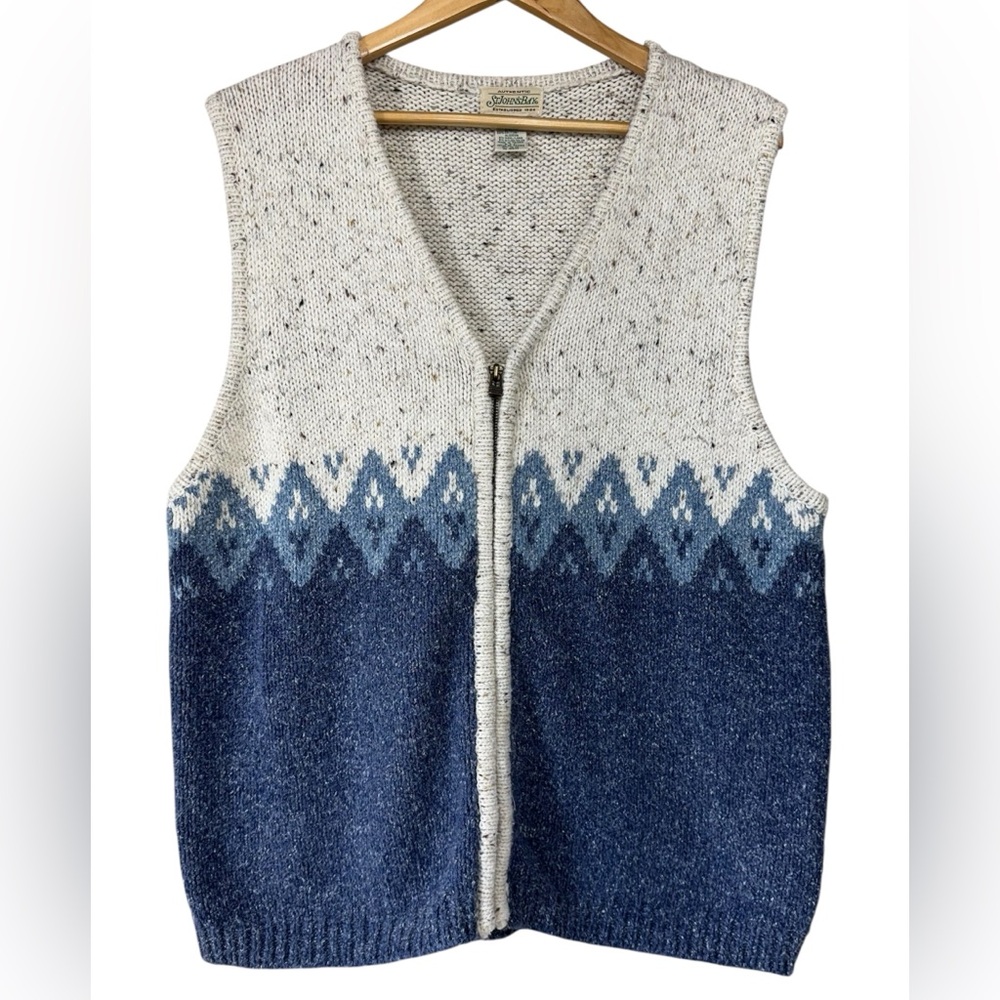 St. John's Bay Wool Blend Knit Fair Isle Soft Full Zip Up Sweater Vest Size 2X
